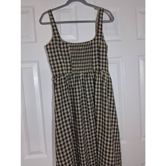 Princess polly womens size 8 long maxi dress gingham plaid brown square neck - Picture 5 of 9